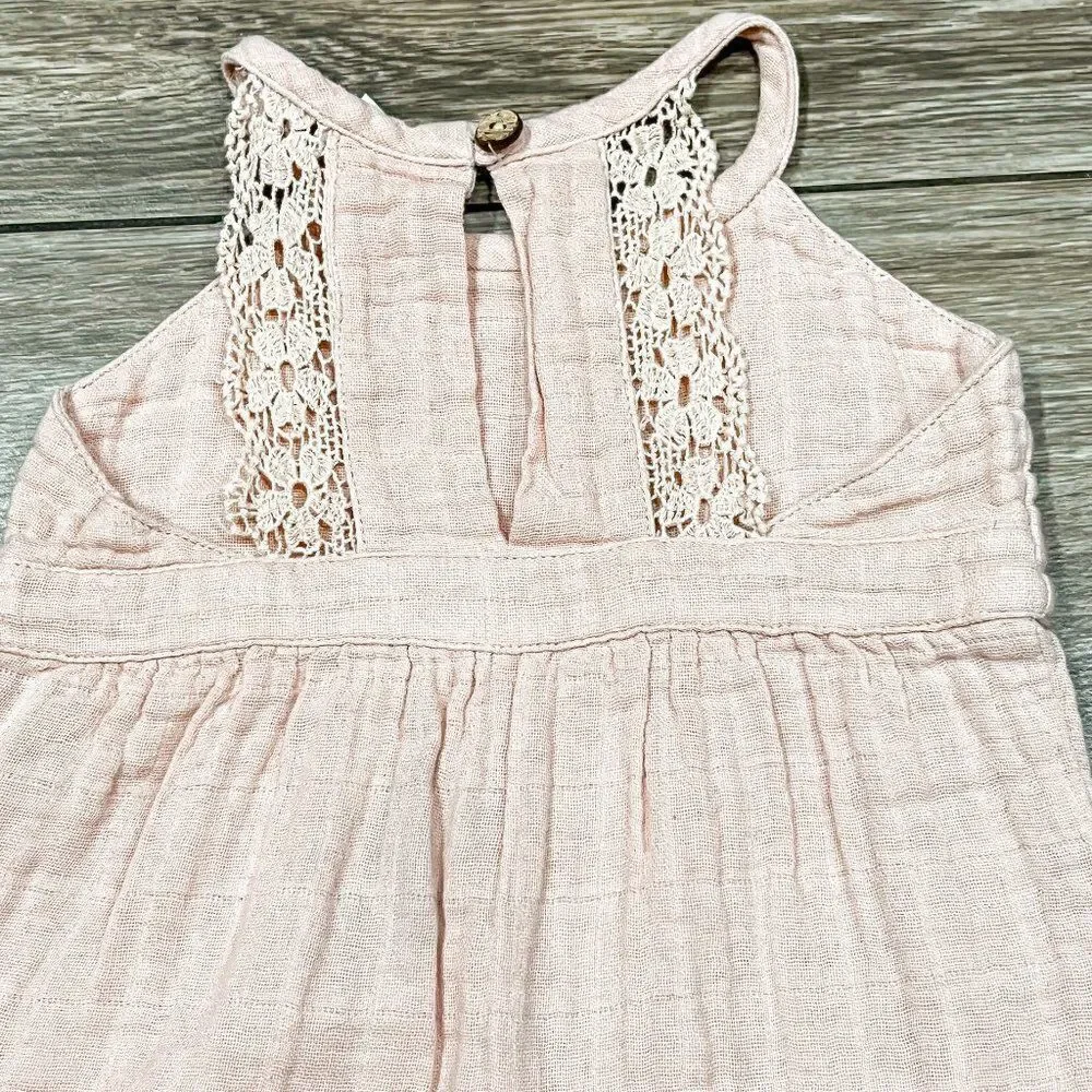City Mouse Organic Pink Lace Romper, Size 0-3M